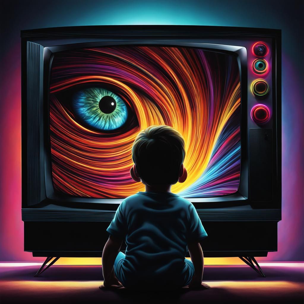 Hypnotic Swirl Eyes on TV Screen