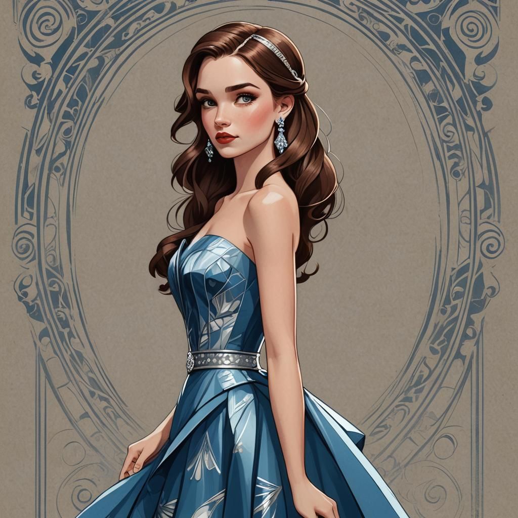 Pixar-Style Art Deco Girl with Silver Eyes