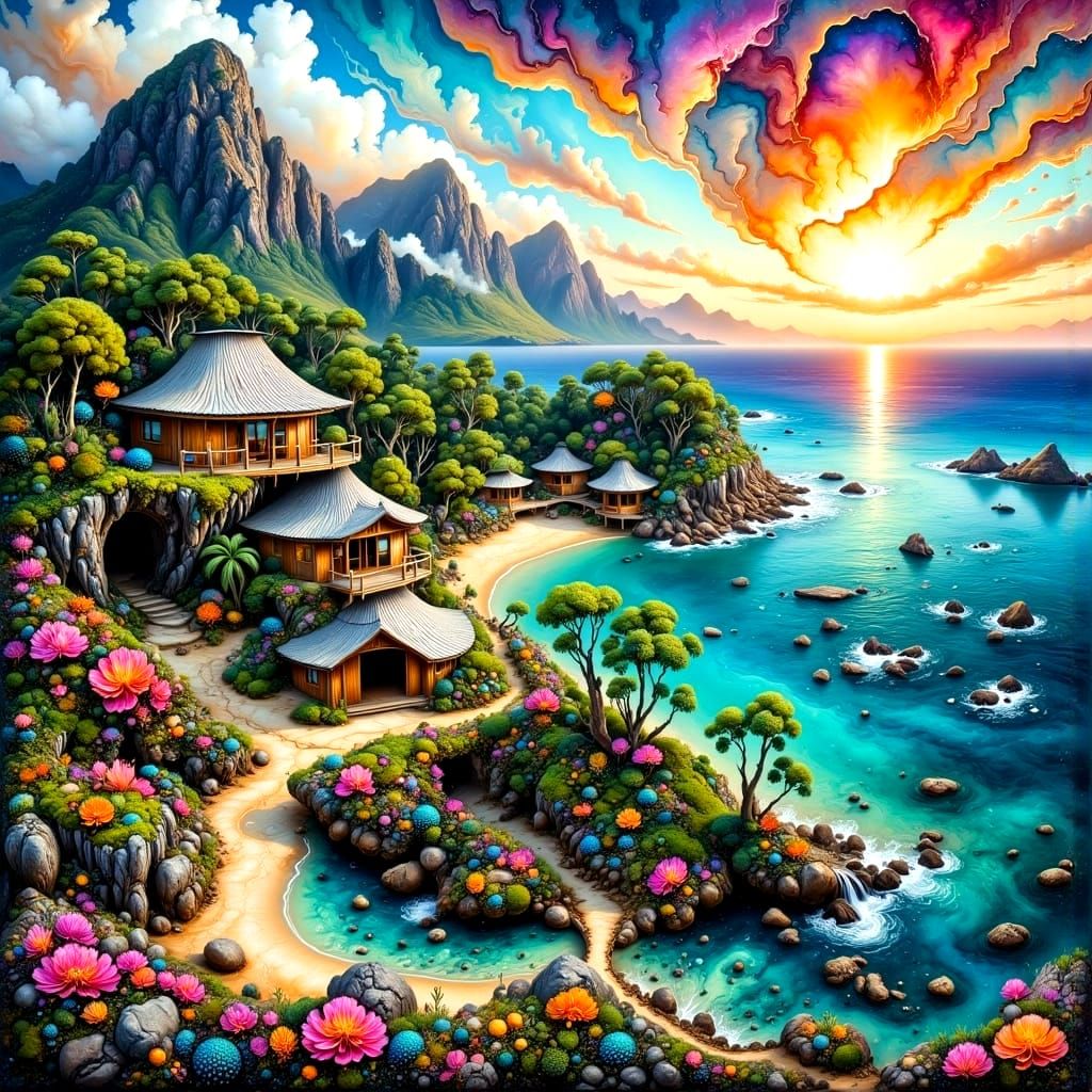 Emerald Mountains Meet Turquoise Oceans in Vibrant Hawaiian ...