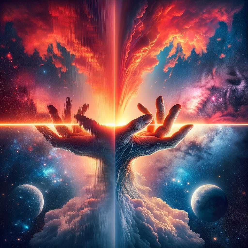 Surreal Edge of the World Landscape with Sunset and Stars