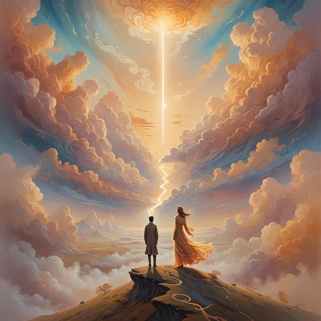 Inspirational Figure in Dreamlike Surrealist Landscape