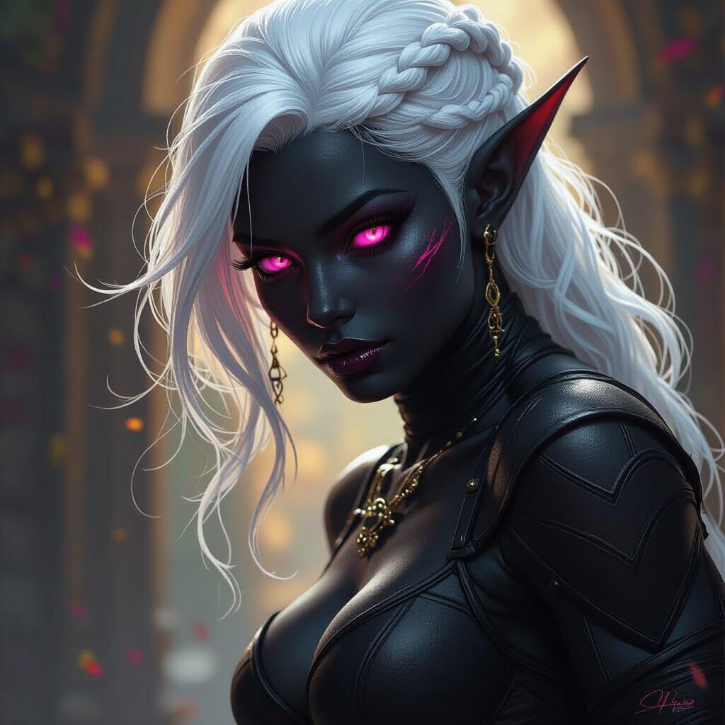 Hyperrealistic Drow Warrior with Dynamic Lighting