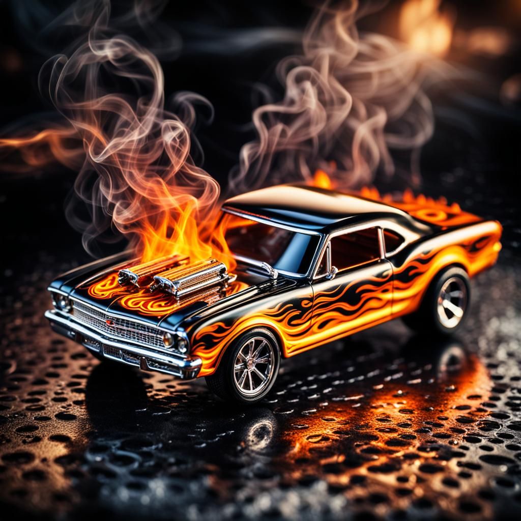 Hyperrealistic Hot Wheels Designs with Flames