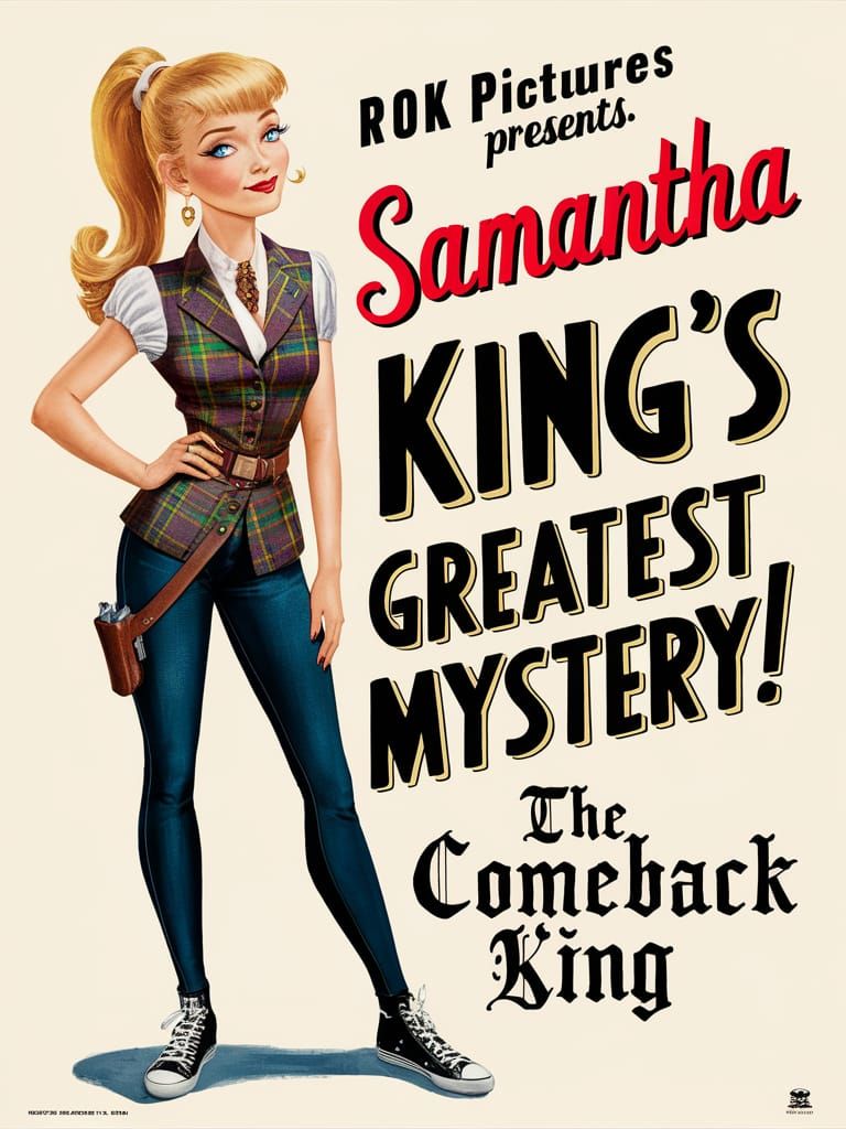 Stunning Blonde Actress in Vintage 1960s Movie Poster Art