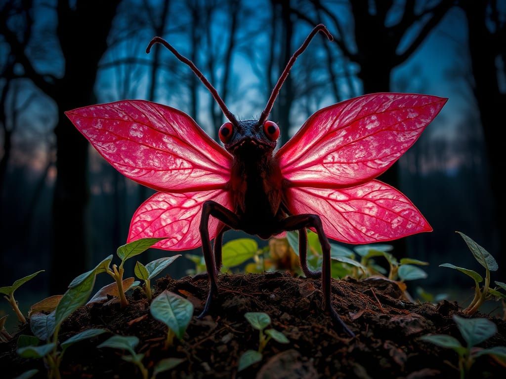 Demonic Angel Emerges in a Surrealist Forest