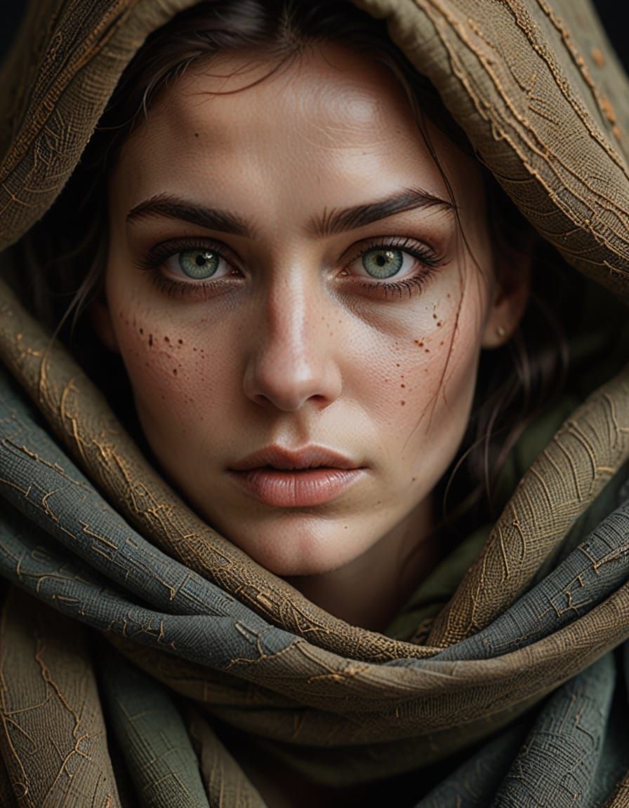 Hyperrealistic Portrait of a Desert Nomad