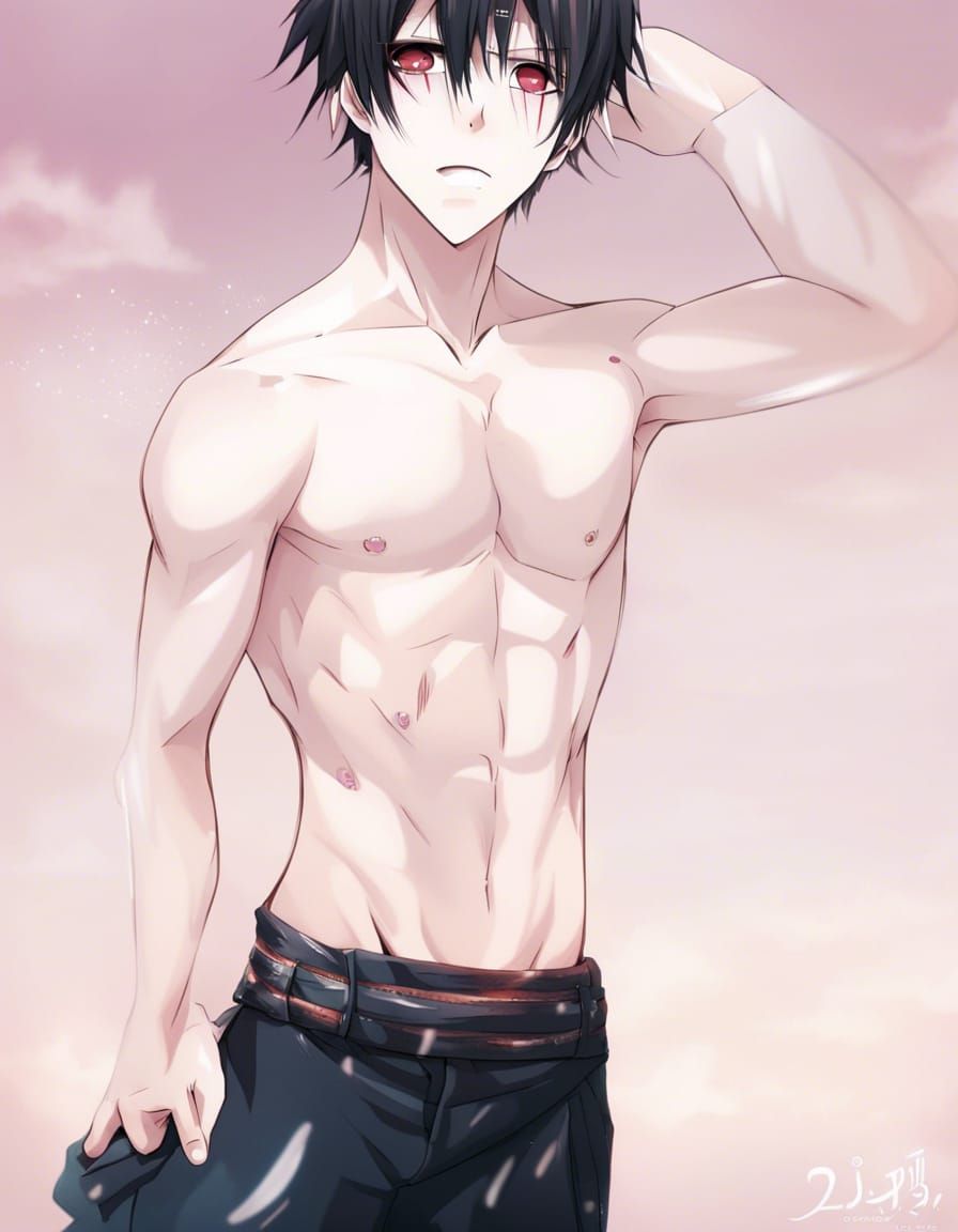 Hot Anime Boy Shirtless: Key Visual Manga Style