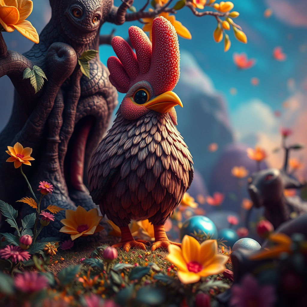 Whimsical Furry Creature in a Lush Environment