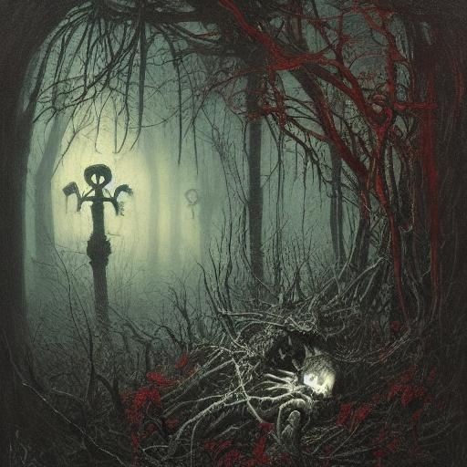 Dark Fantasy: Bone Plant in Mystical Forest