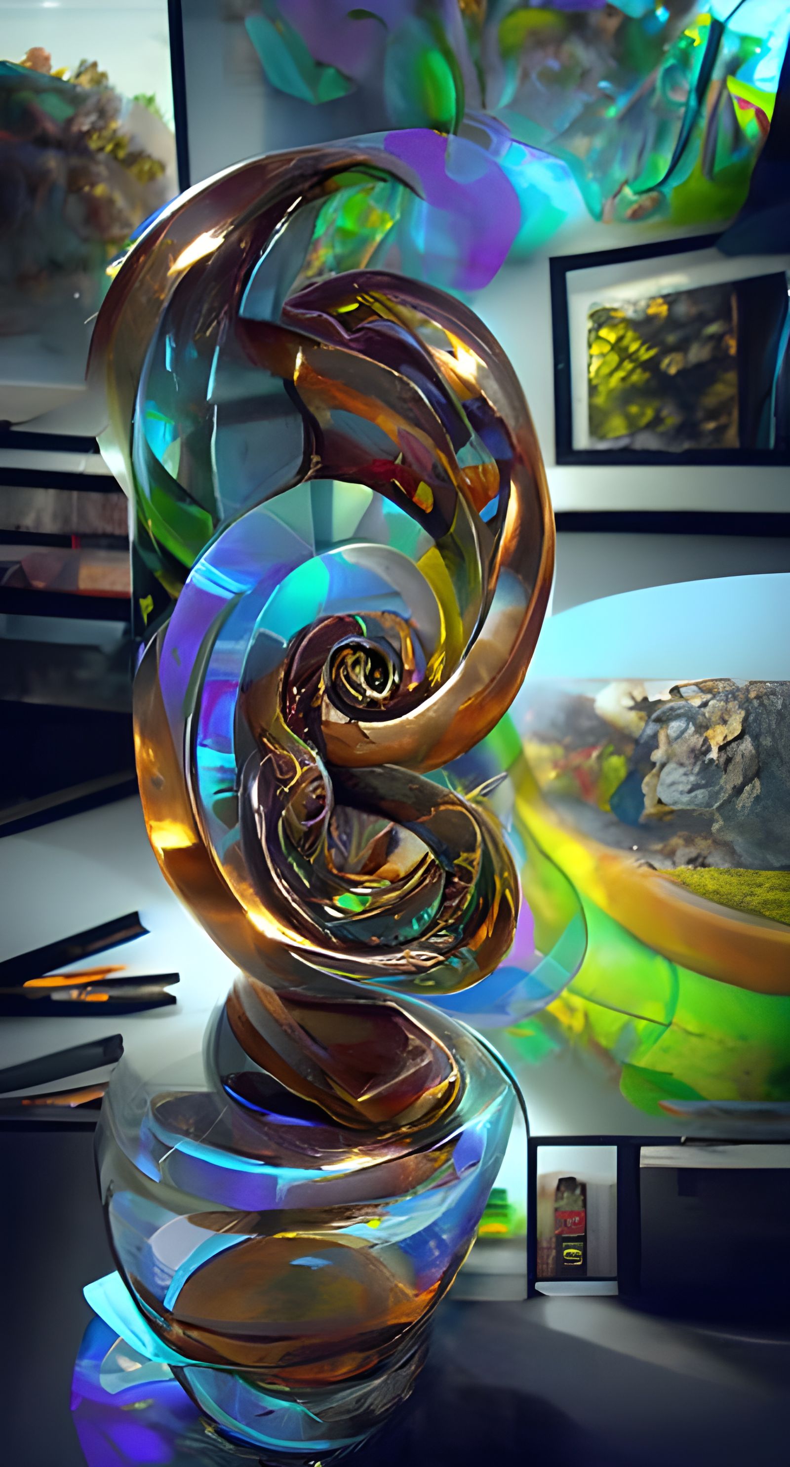 Iridescent Snake Vortex in Art Nouveau Style