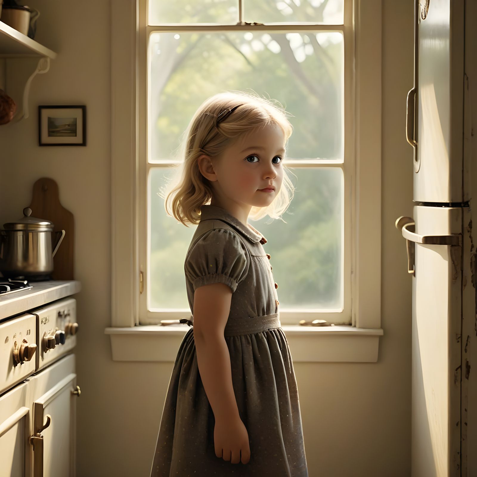 Blonde Girl Caught Sneaking Chocolate from Fridge