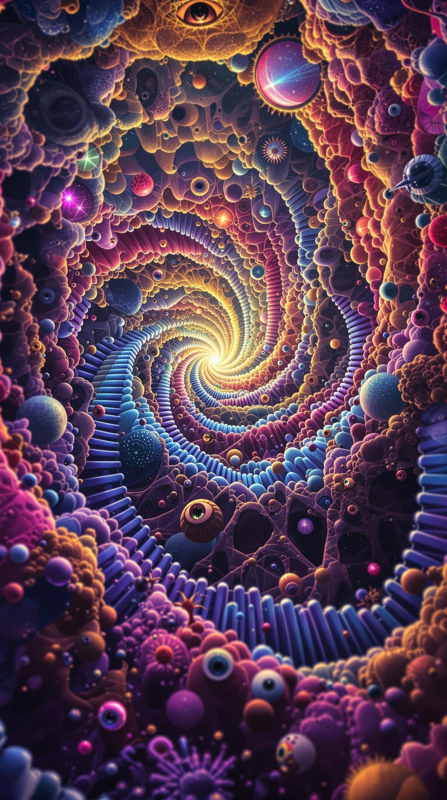 Surreal Isometric Fractal Geometry in Psychedelic Style