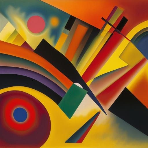 Volcano Eruption in Abstract Kandinsky Style