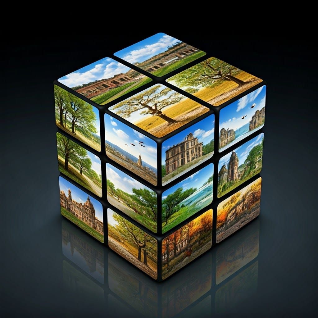 Surreal Rubik's Cube: Seasons Around the World