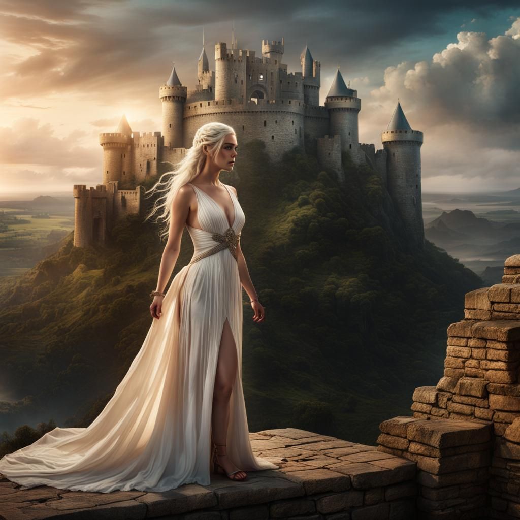 Daenerys Targaryen on a Castle in Digital Matte Painting