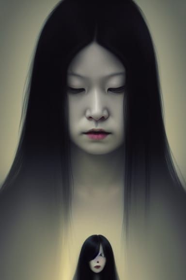 Haunting Portrait Inspired by Japanese Horror Movies