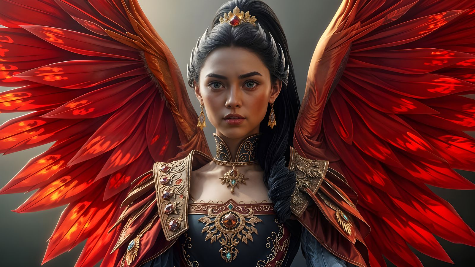 Elegant Phoenix Princess in Regal Court Attire