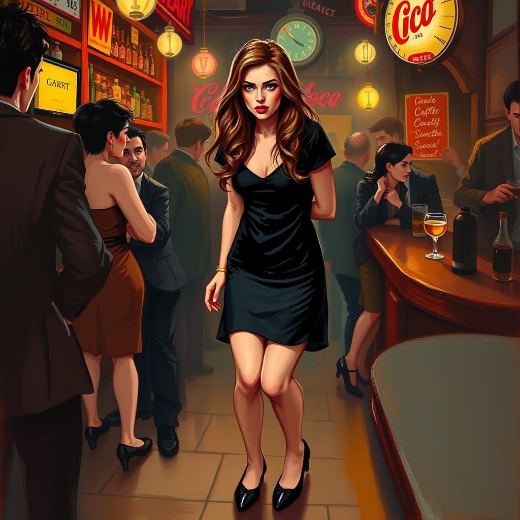 Flirtatious Night Out in a Vibrant Bar Scene