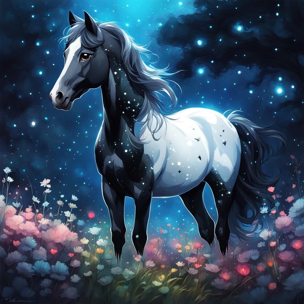 Constellation Foal in Bioluminescent Garden