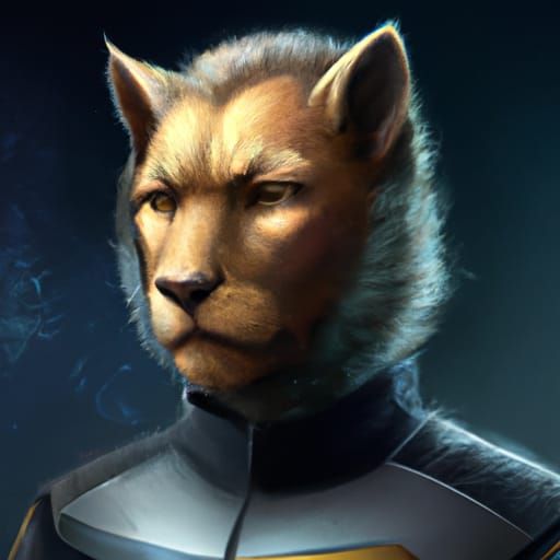 Lion Fursona Star Trek Captain Portrait