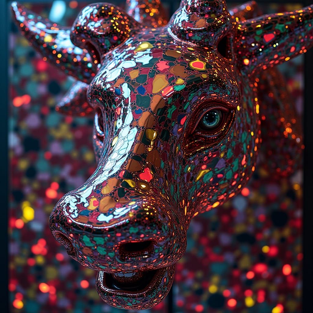 Hyperrealistic Sculpture with Vivid Colors and Dynamic Light...