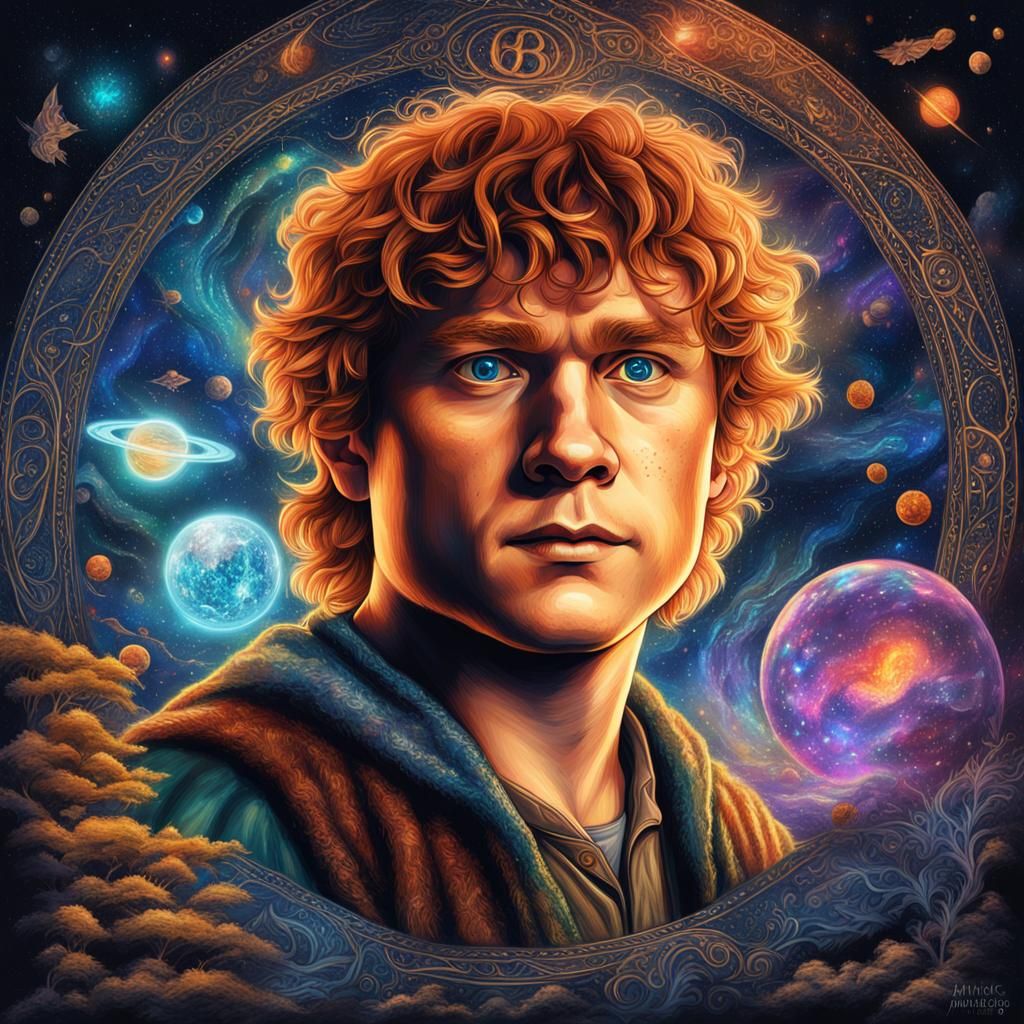 Samwise the Hobbit in Holographic Cosmic Illustration