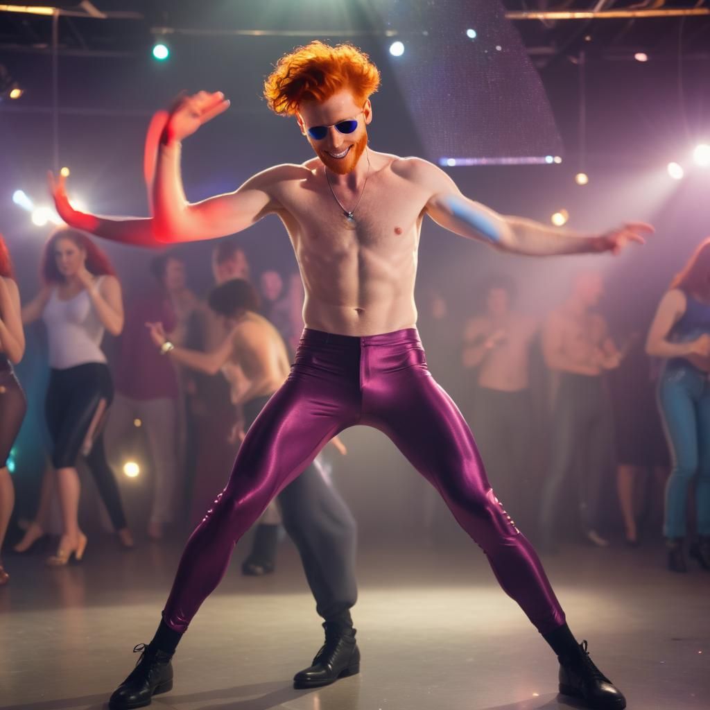 Redhead Disco Dancer in Lycra