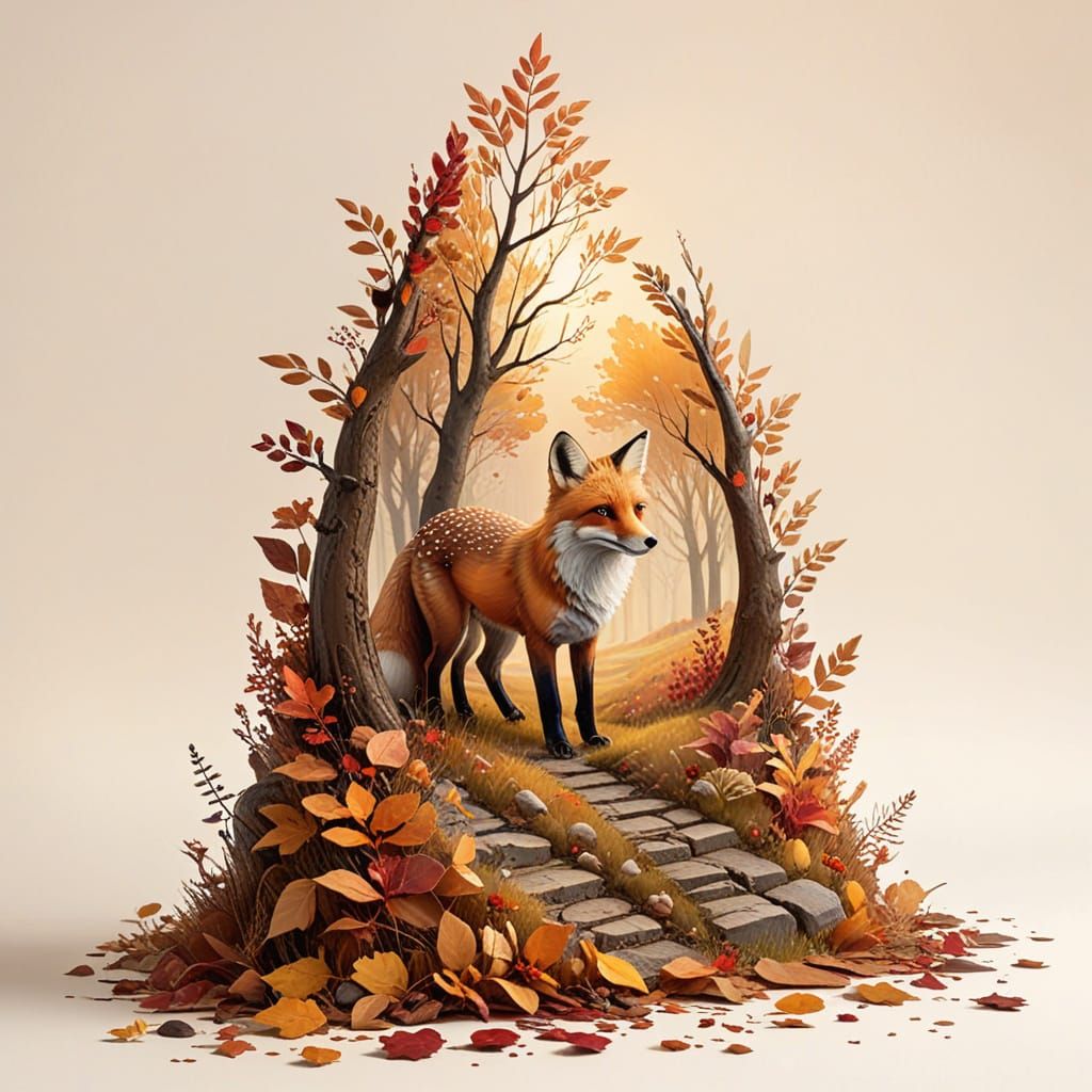 Enchanting Fox on Autumn Path