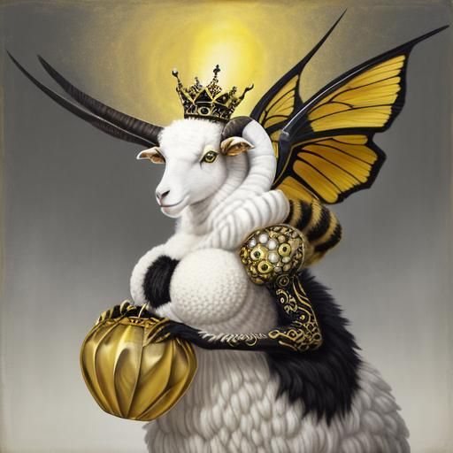 Surreal Sheep Queen Bee Animal Hybrid