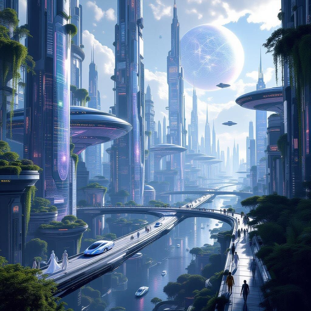 Futuristic Ramos Cityscape with 10km Megastructures