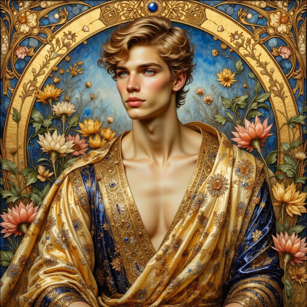 Art Nouveau Portrait of a Man in a Gold Robe