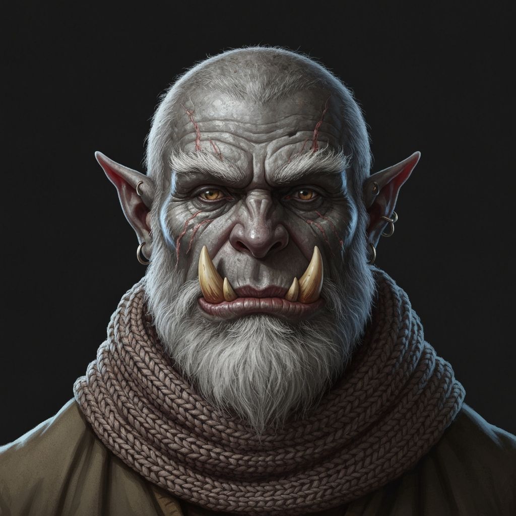 Grizzled Orc Ascetic in Dramatic Lighting