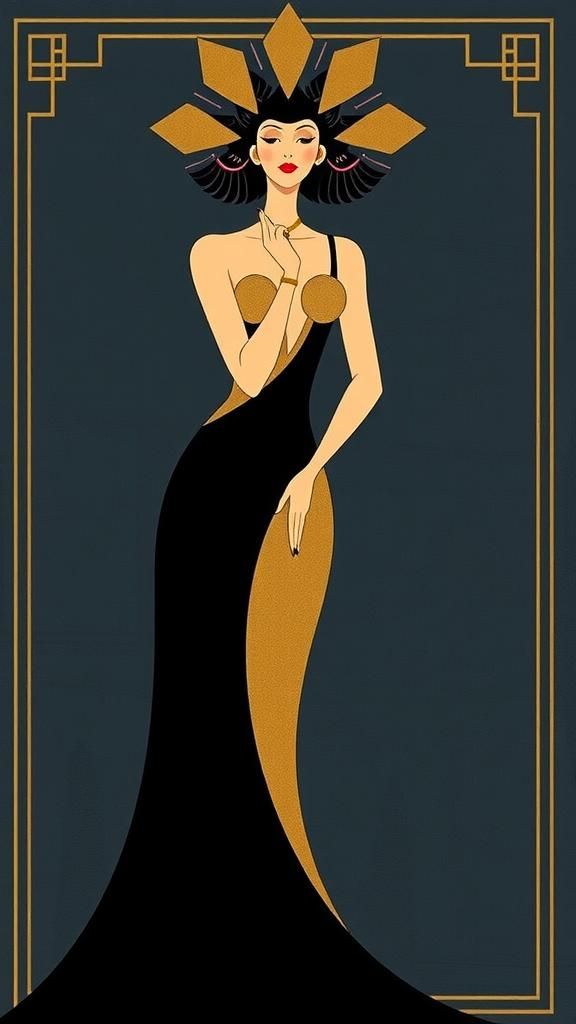 Elegant Art Deco Design in Erté Style