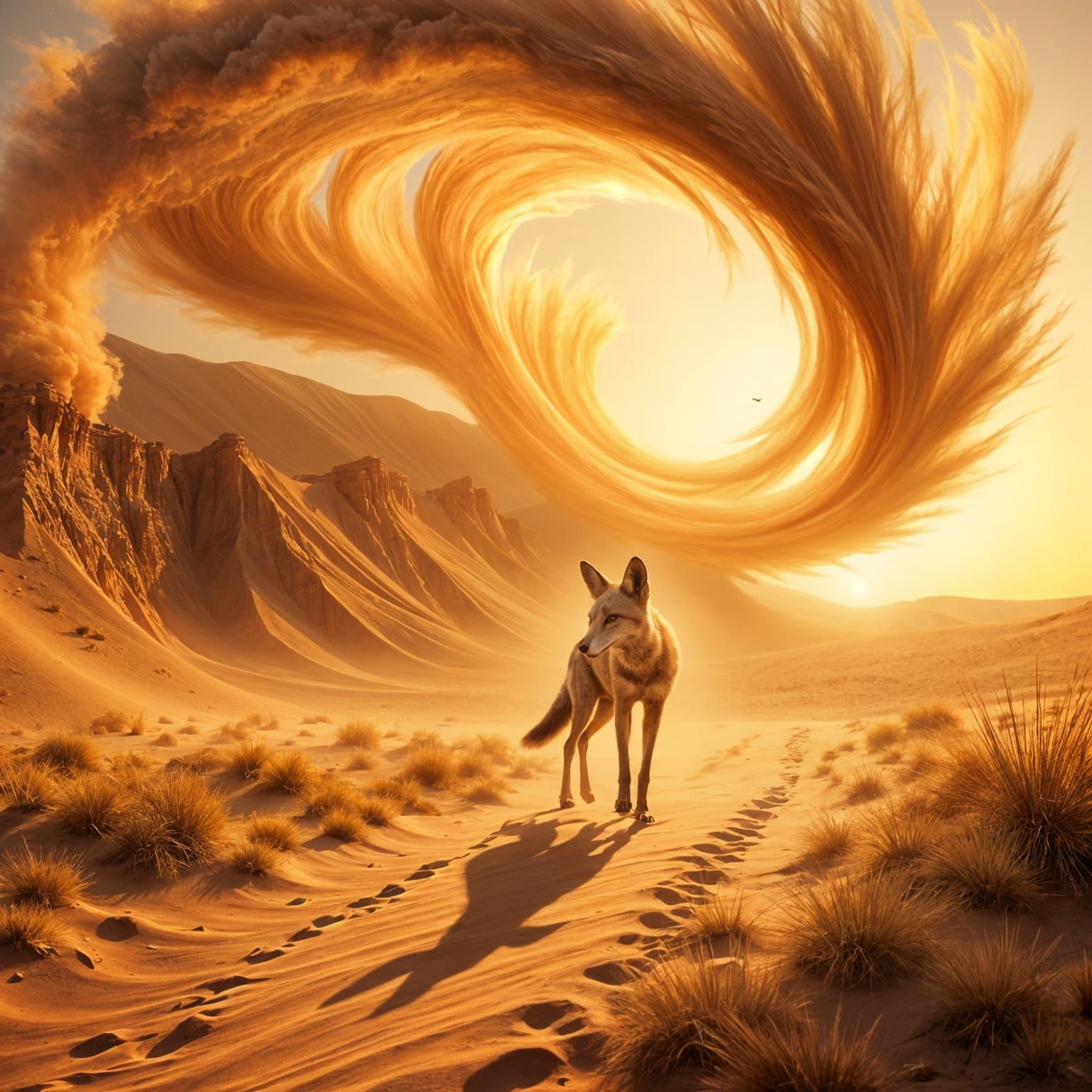 Vibrant Desert Fox in Cinematic Hyperphotorealism