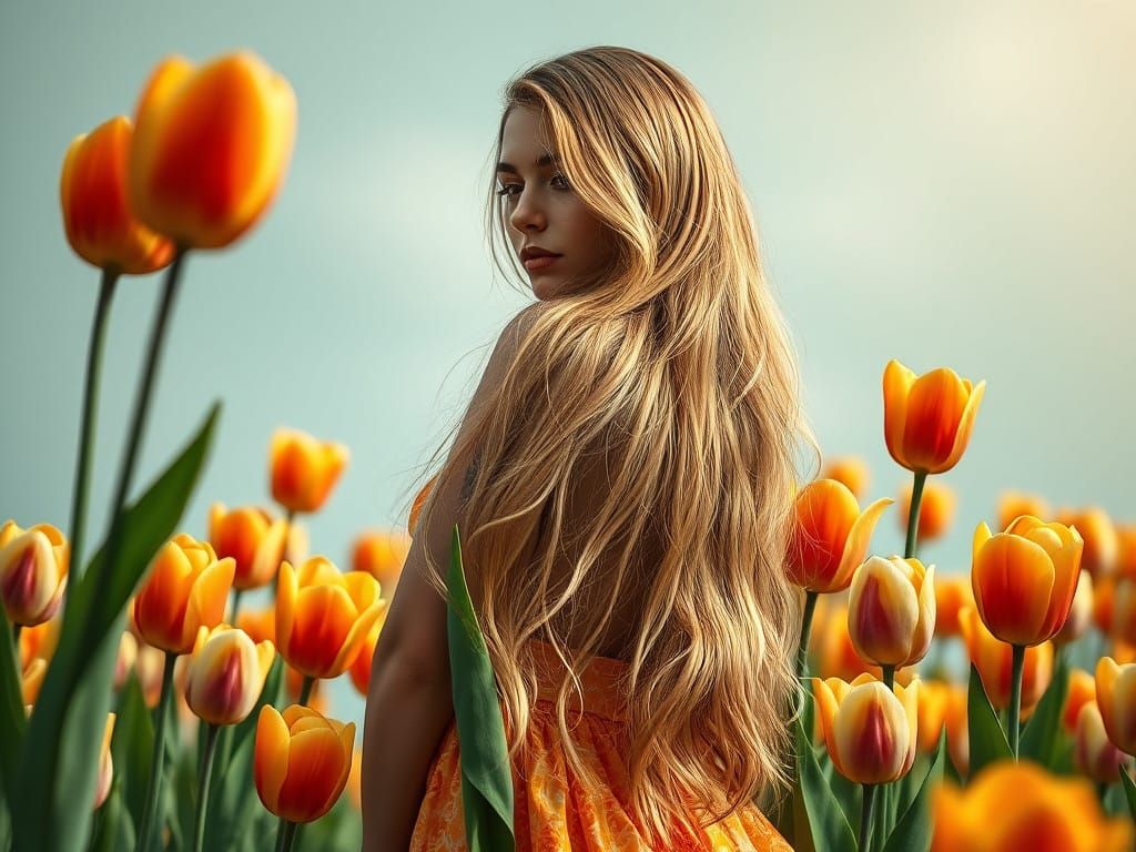 Vibrant Spring Goddess in Hyperrealistic Acrylic Style