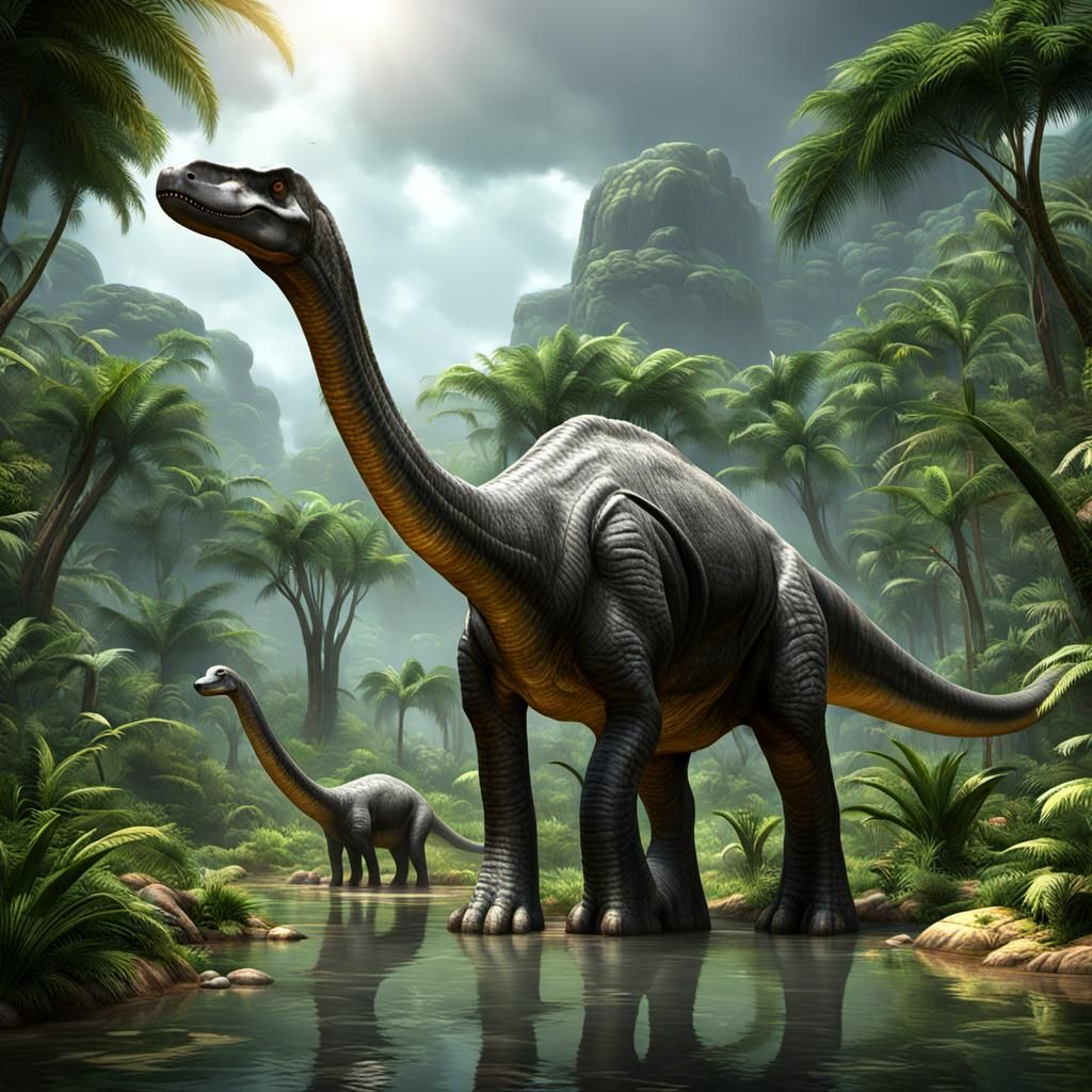 Brachiosaurus in a Lush Jungle Environment