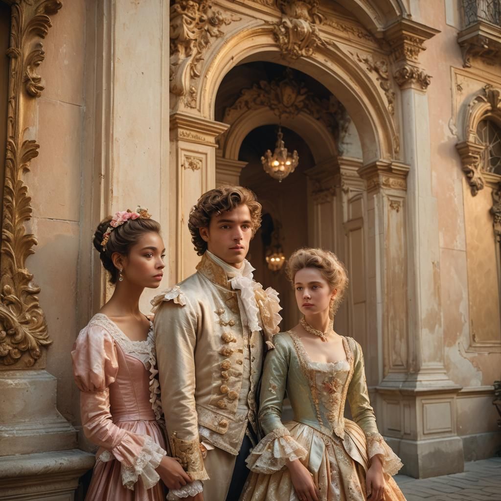 Rococo Portrait: Nobleman and Woman in Mini Skirt