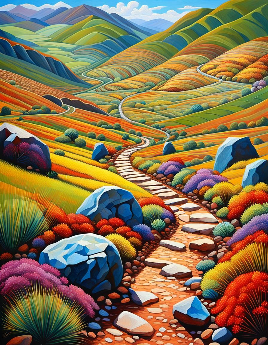 Peruvian Valley Landscape in Expressionist Style