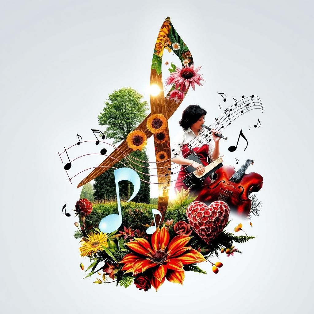 Vibrant Music Note Double Exposure Art