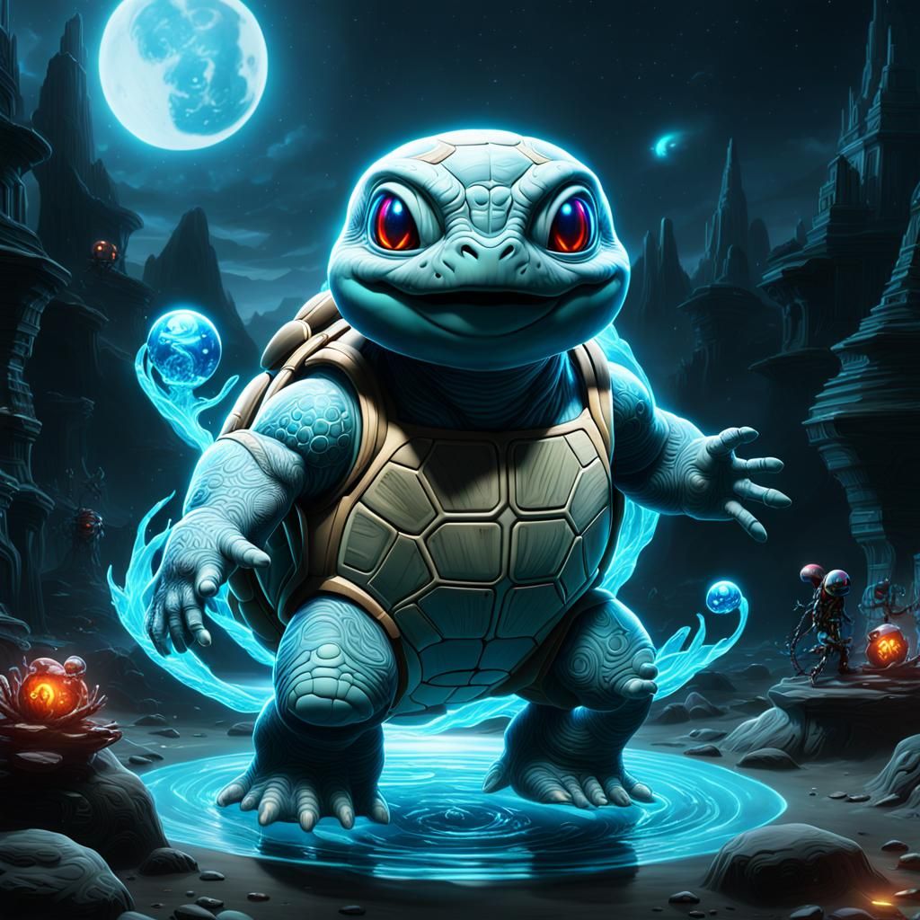 Demonic Bioluminescent Extraterrestrial Squirtle Porcelain A...