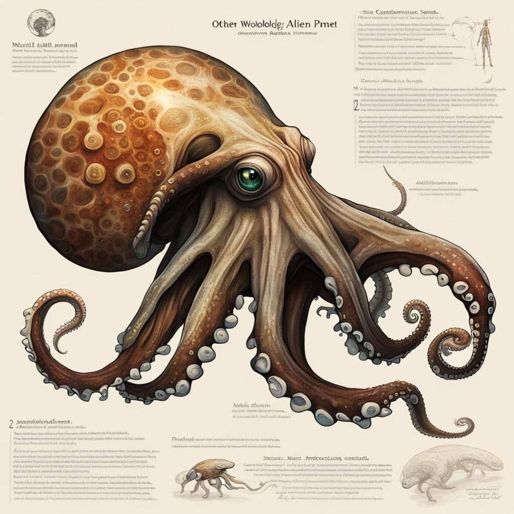 Exoplanet Lifeforms: Nautilus, Cuttlefish, and Octopus Alien...