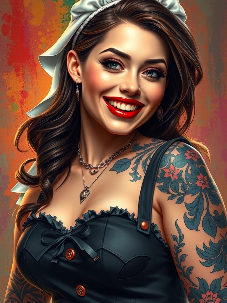 Hyperrealistic Tattooed Maid Concept Art