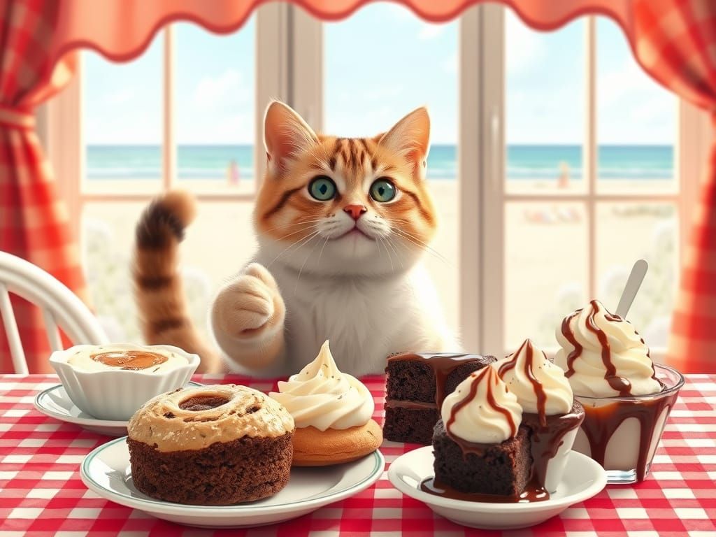 Cute Cat Bakes Sweets in 90s Kitchen