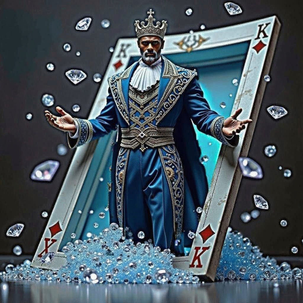African King of Diamonds Emerges from Majestic Card