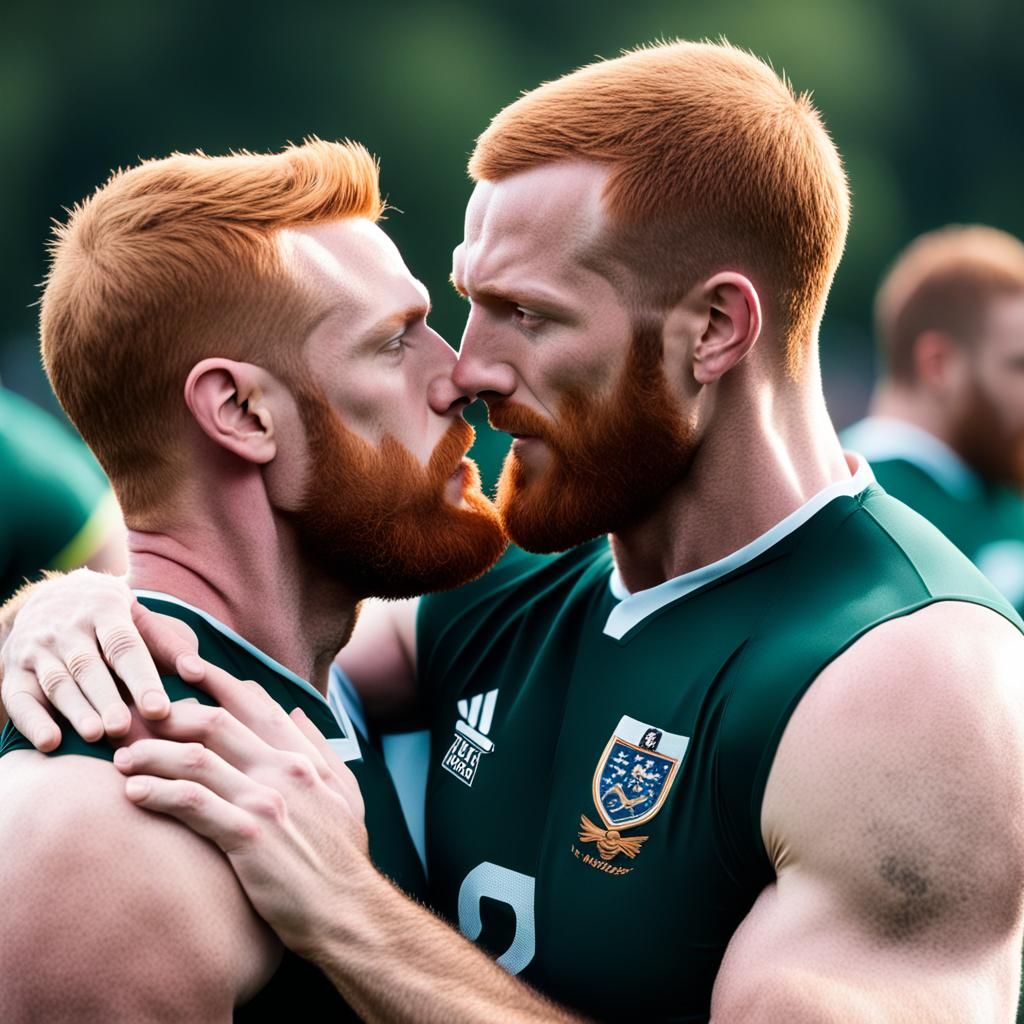 Handsome Rugby Players Share a Kiss in Photo