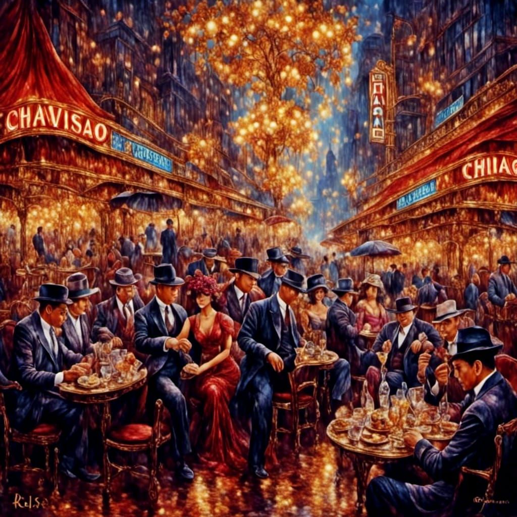 1920s Chicago Mafia Scene in Hyperreal Style