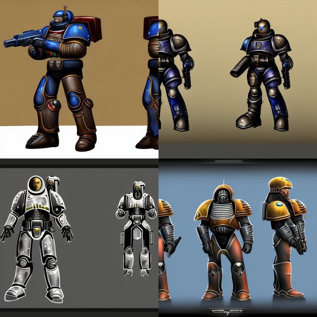 Space Marine Concept Art in Watercolor Style