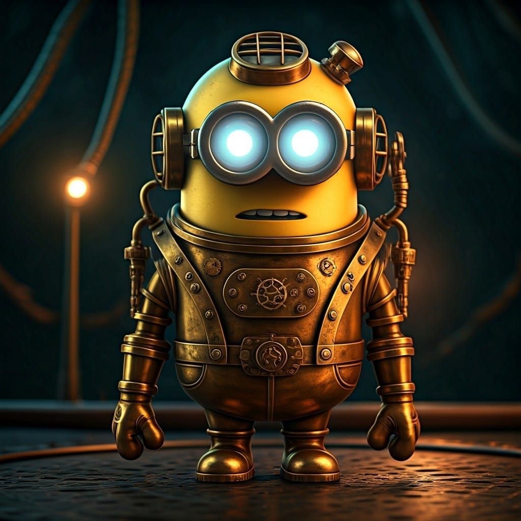 Steampunk Minion Automaton in Diving Suit
