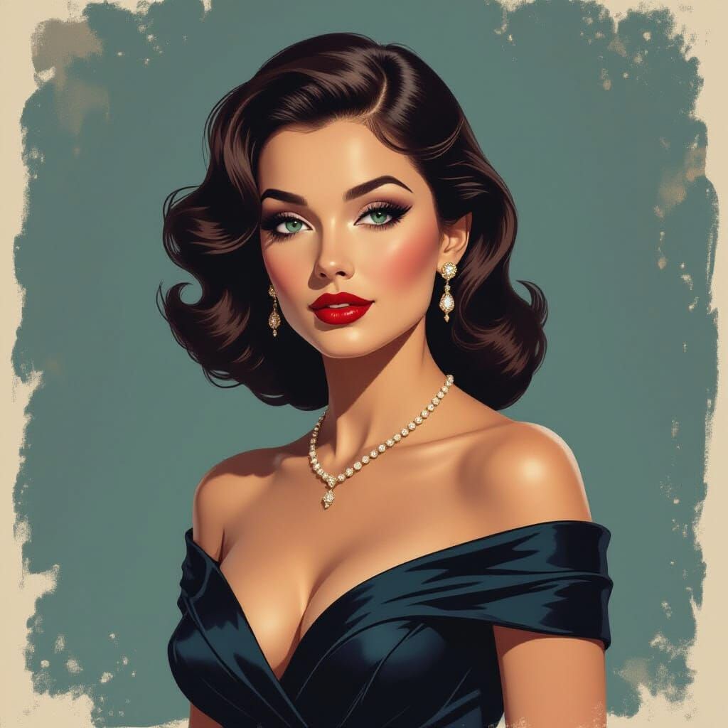 Femme Fatale Cat Woman in Neo-Noir Style