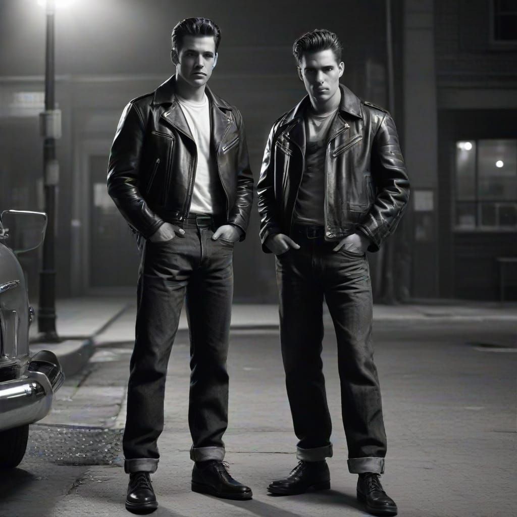 1950s Retro Greasers in Film Noir Style